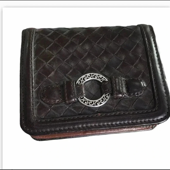Brighton brown leather wallet Key ring Silver embellishments Zippered pocket - Picture 1 of 11